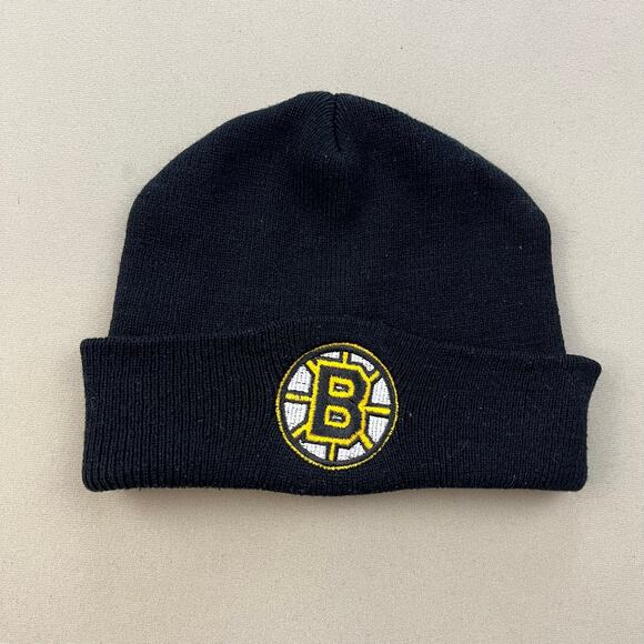 Vintage Boston Bruins Beanie Hat Black Knit Cuffed G-Cap NHL Hockey Logo 90s - Picture 1 of 6